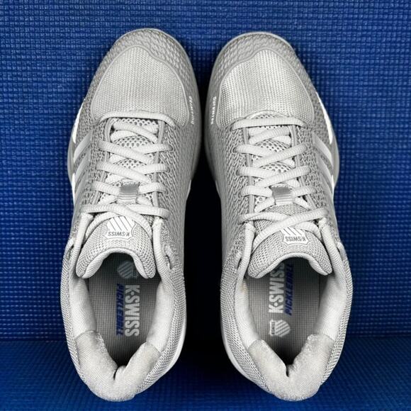 K Swiss Express Light Womens Pickleball Shoe - High Rise  🔴 KSWISS EXPRESS LIGHT Women`s Size 7 Grey White Pickleball Shoes 96563-072-M
